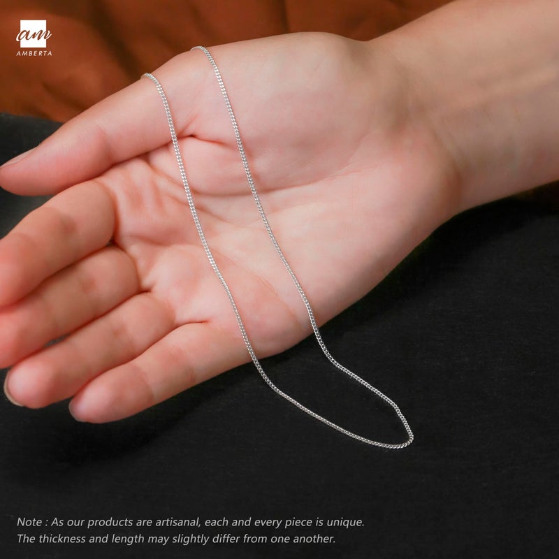 Amberta 925 Sterling Silver 1.5 mm Curb Chain Necklace Length 18" inch / 45 cm (18) - Image 5